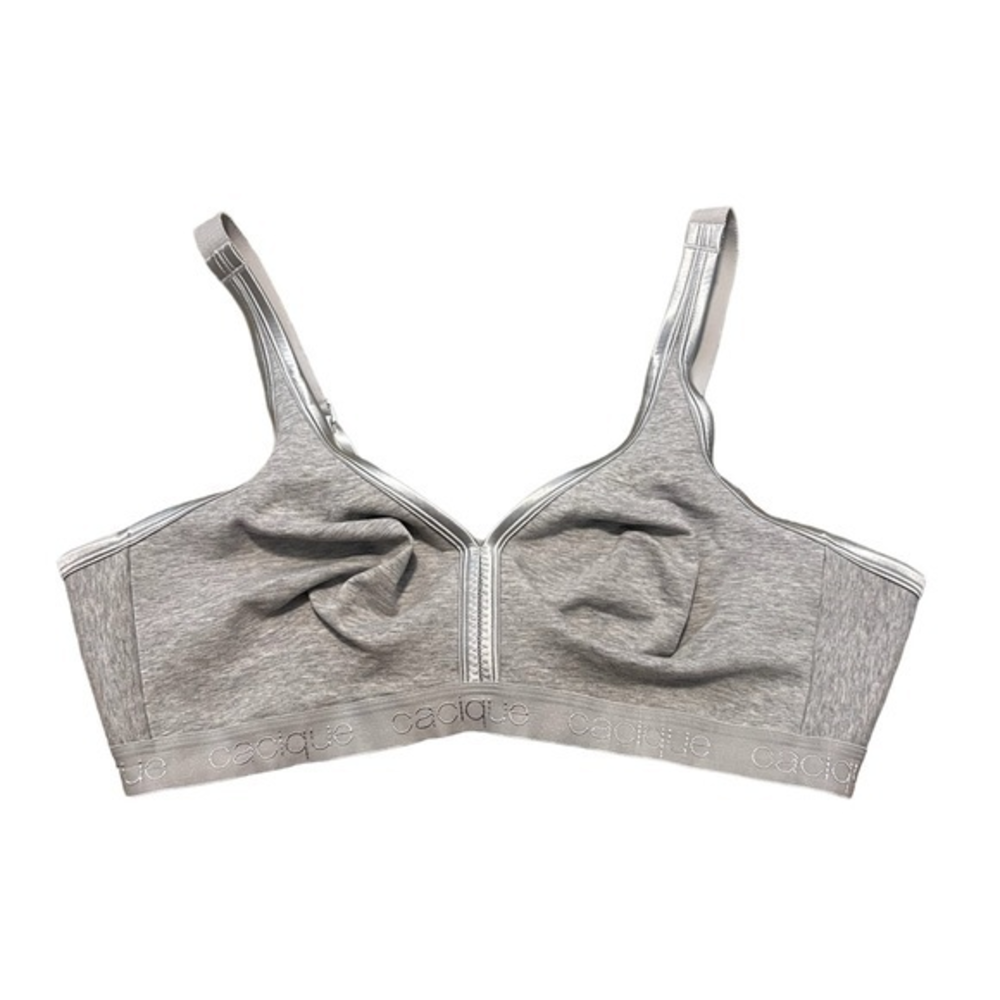 Cacique Women’s Wire-free Full Coverage‎ Bra Elastic Band Gray Size 46D